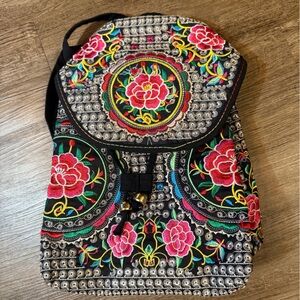 Floral Embroidered Backpack